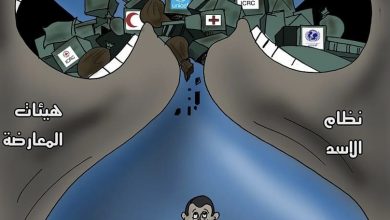 صورة كاريكاتير “مساعدات الشعب السوري”