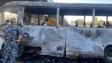 صورة مقتل 14 شخص وإصابة آخرون بتفجير حافلة عسكرية في دمشق