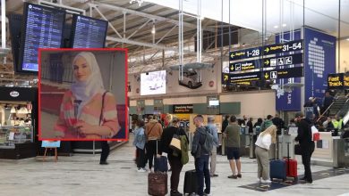 صورة لاجئة سورية عالقة في مطار اسطنبول بعد ترحيلها من السويد