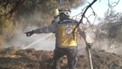 صورة بعد 6 ساعات من العمل المتواصل.. الدفاع المدني يسيطر على حريق حراجي ضخم بريف حماة