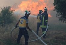 صورة الدفاع المدني يوضح: لا صحة لاستهداف فرقنا خلال حرائق اللاذقية