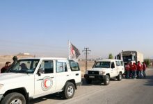 صورة انطلاق القافلة الرابعة من المساعدات الإنسانية  من دمشق إلى السويداء