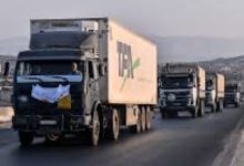صورة انطلاق قافلة المساعدات الخامسة من دمشق إلى السويداء