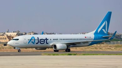 صورة أول رحلة لشركة “A Jet” التركية تصل إلى مطار حلب الدولي